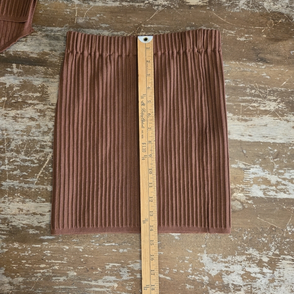 LILLUSORY 2 Piece Brown Ribbed Halter Top & Skirt - Picture 8 of 11